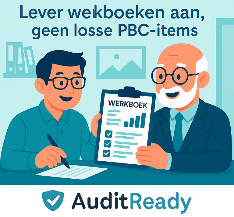tekst met leverwerkboeken aan en geen losse PBC items met het audit ready logo